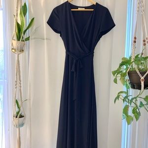 Dreamy Navy Babaton Ankle-Length Wrap Dress